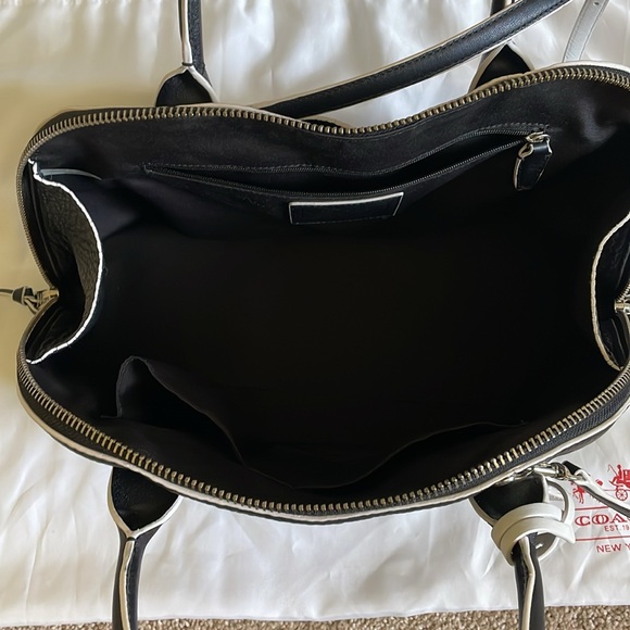 Coach Bleecker Edgepaint Leather Preston Satchel 30165 Silver/Black/White - Picture 10 of 14